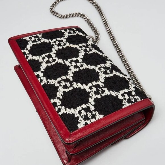 Gucci Black/Red Tweed GG Small Dionysus Bag - Picture 3 of 12
